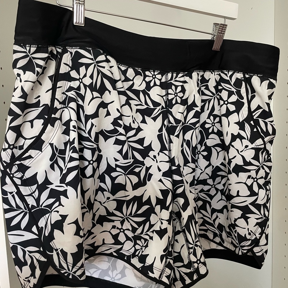 Lands' End Black and White Swim Shorts